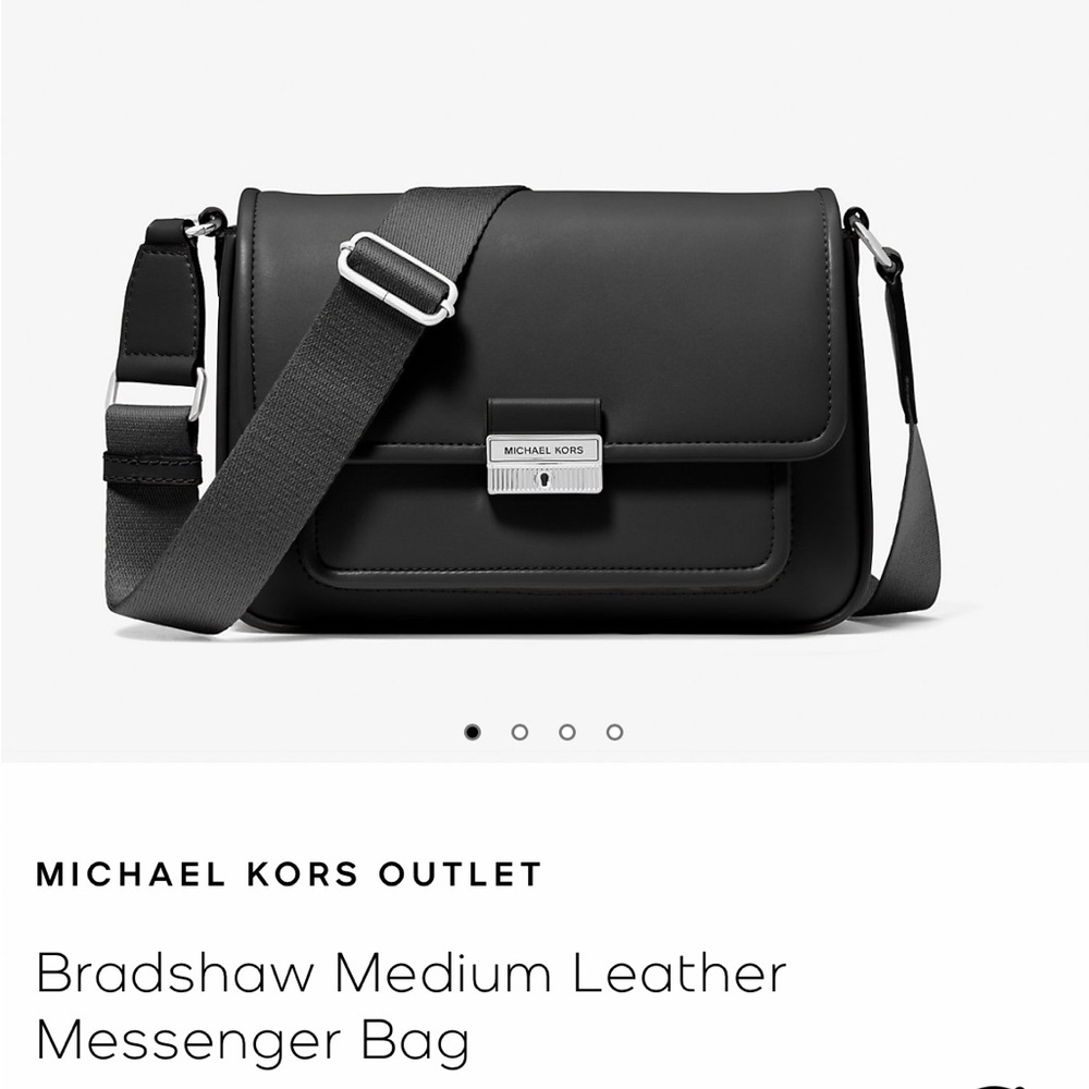 Michael Kors Black Messenger Bag with Silver-Tone Strap